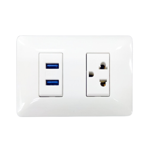 Tomac. C/Tierra+Toma Doble USB  - Deluxe